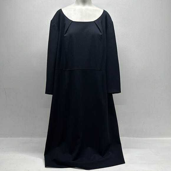 Lafayette 148 NY Dress Crew Neck Knee Length Midi Wool Navy Blue Plus Size 20 - Picture 1 of 9